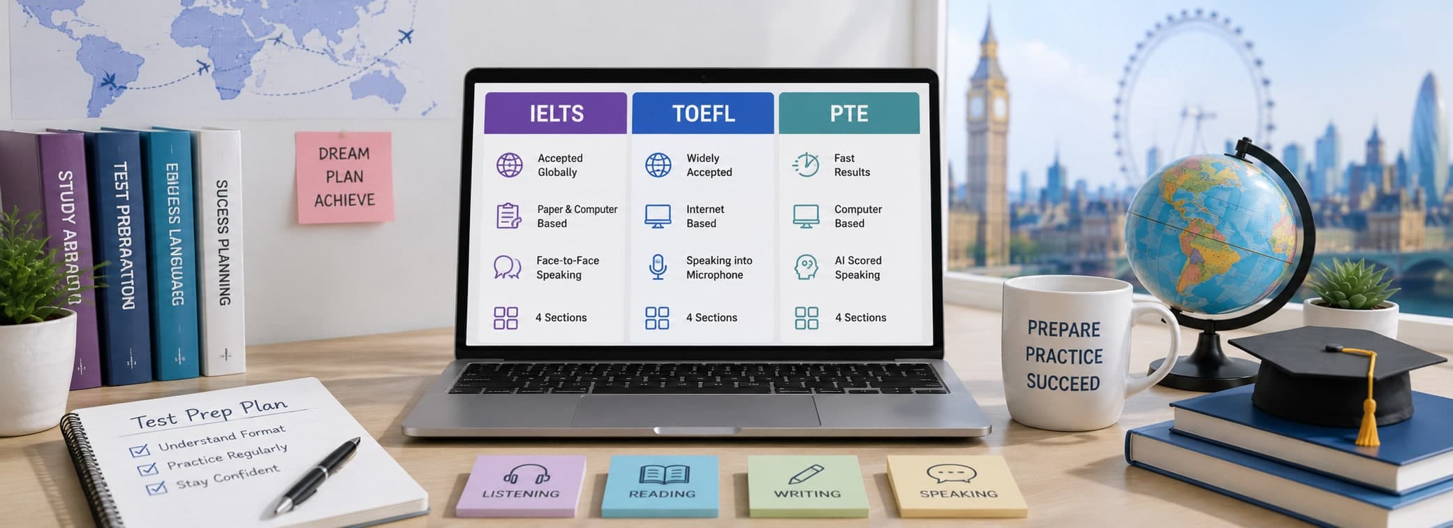 Choosing Between IELTS, TOEFL, and PTE